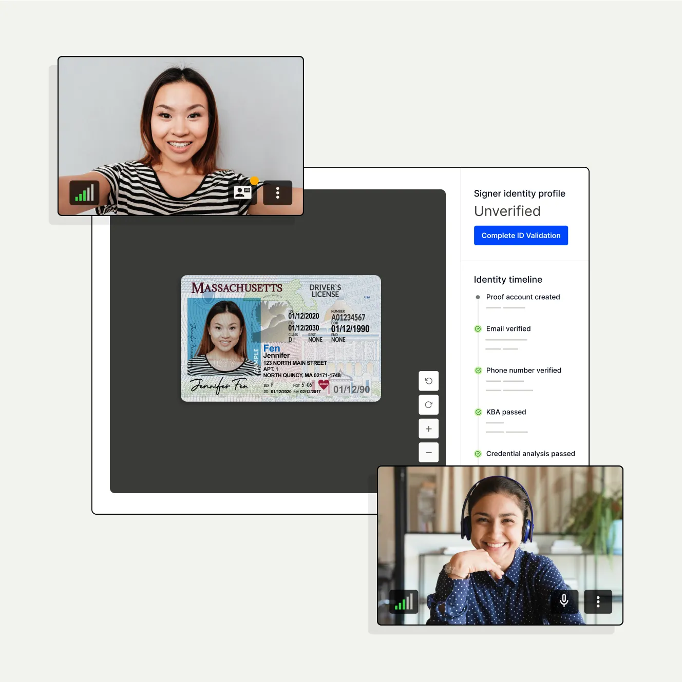 Notary reviewing a signer ID